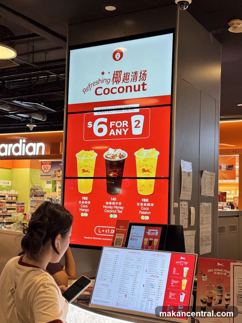 Coffee Shop Interior with Digital Menu Display