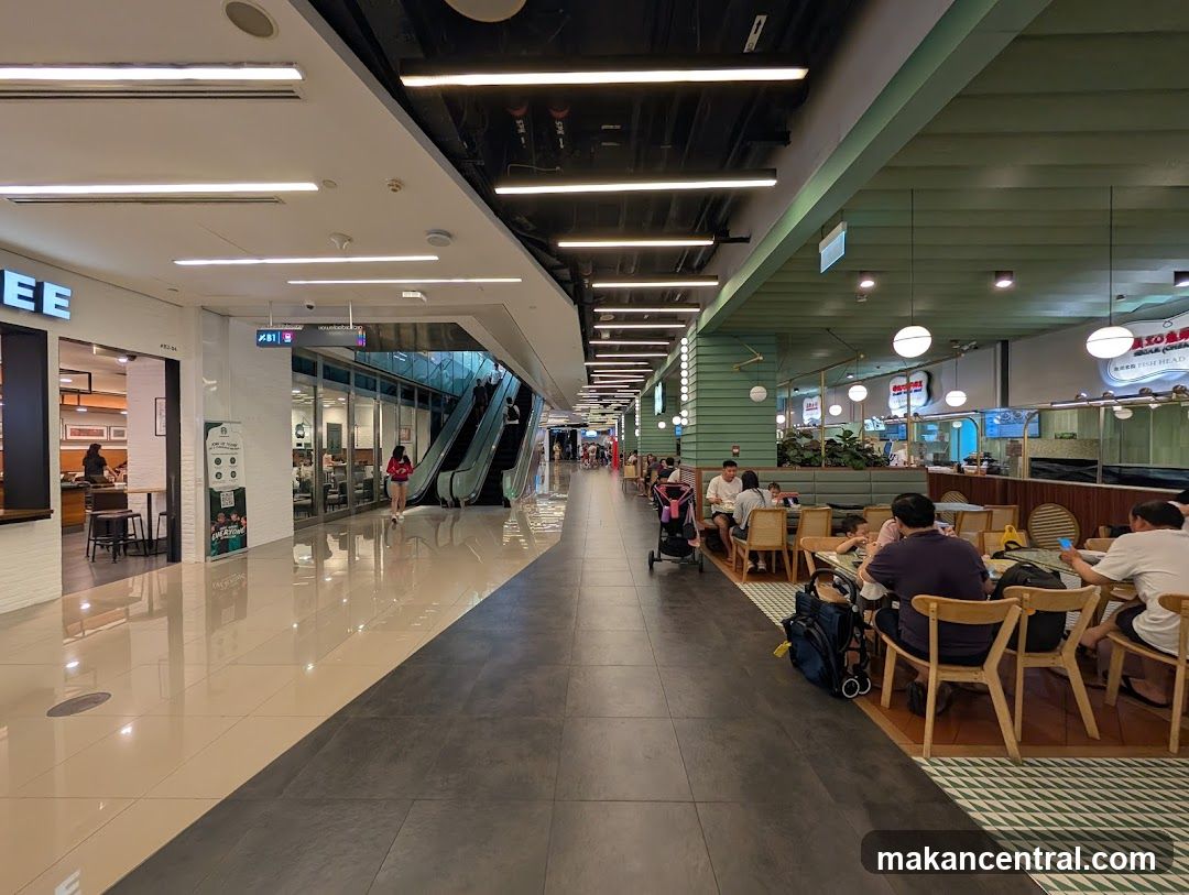 Interior of a shopping mall food court area