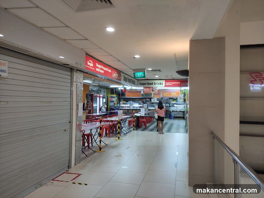 Food court interior with closed shop