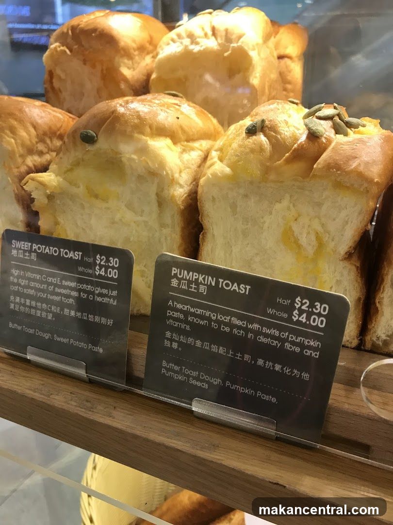 Bread display in bakery