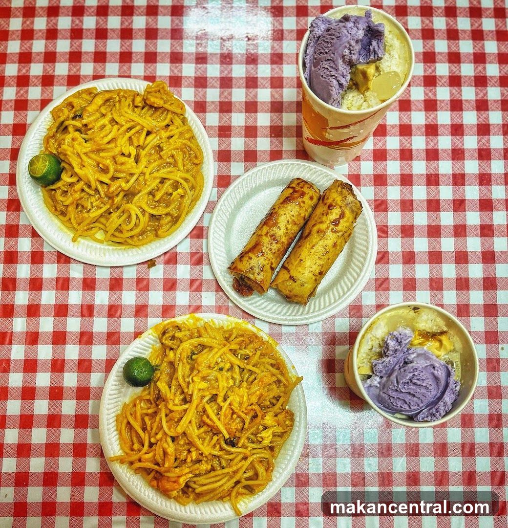 Food on checkered tablecloth
