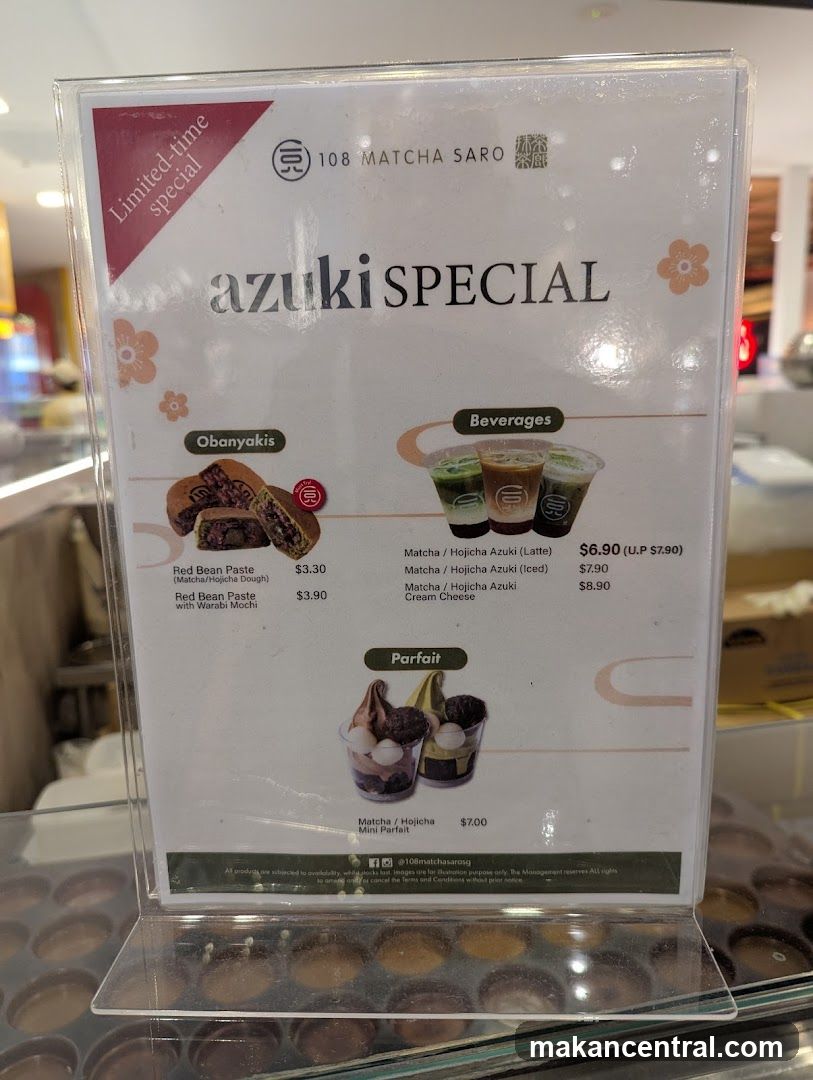 Azuki Special Menu at 108 Matcha Saro