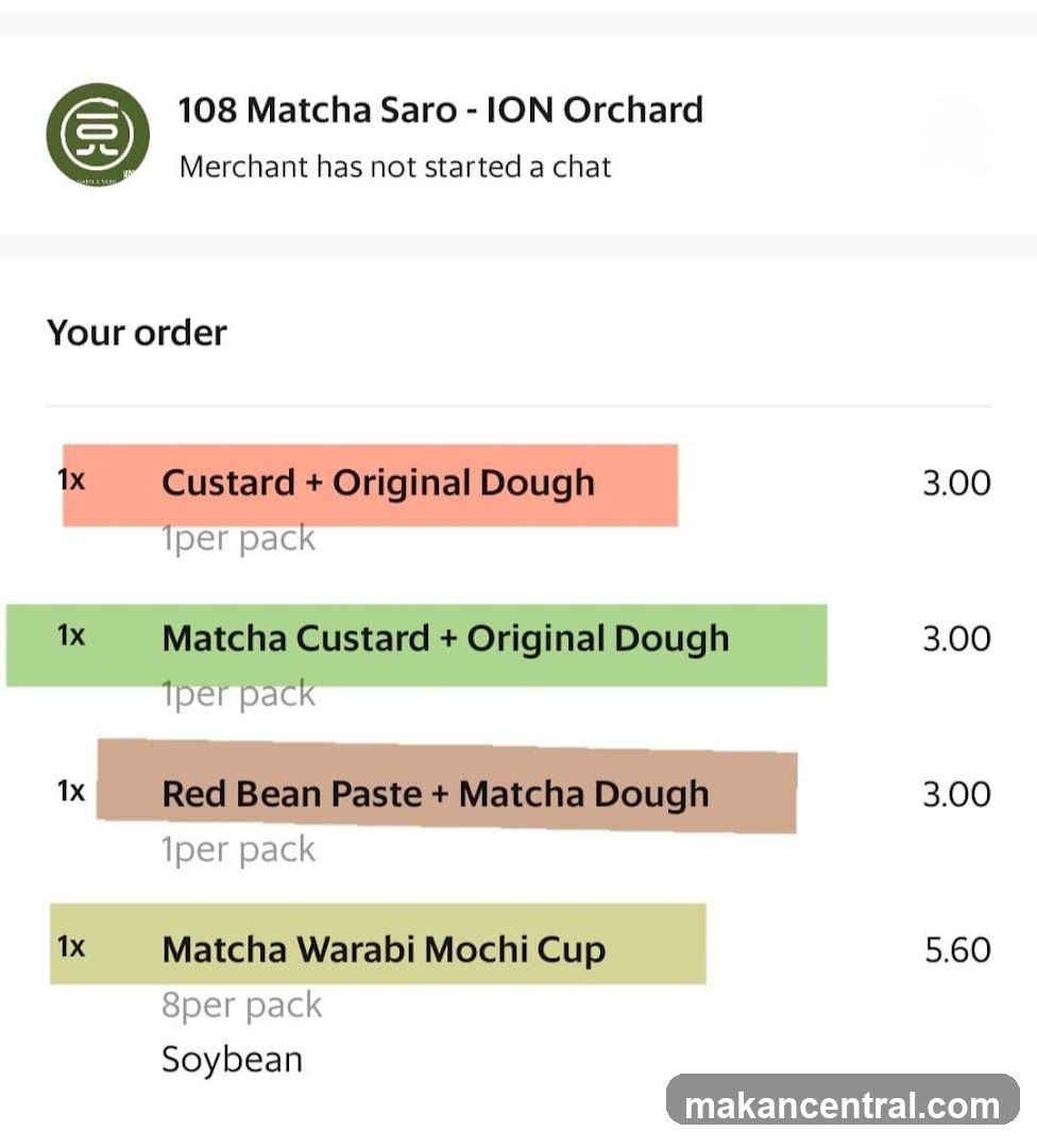 Order Summary from 108 Matcha Saro - ION Orchard