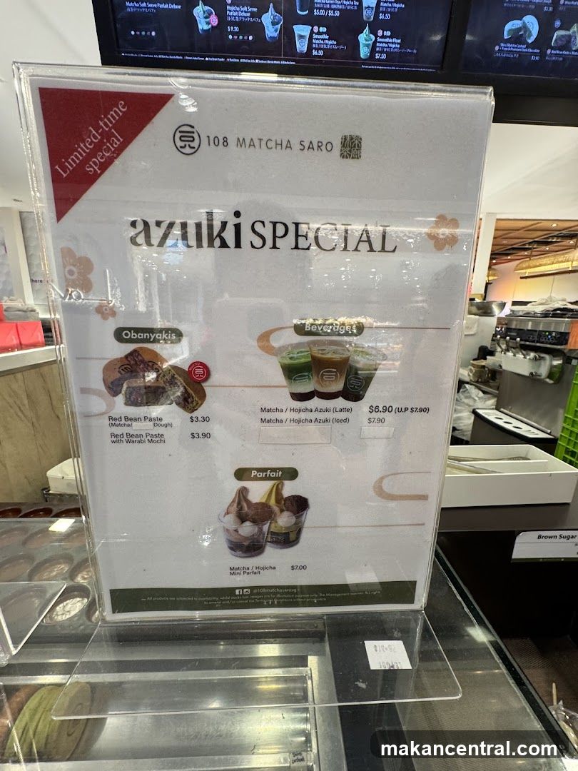 Azuki Special Menu at 108 Matcha Sario