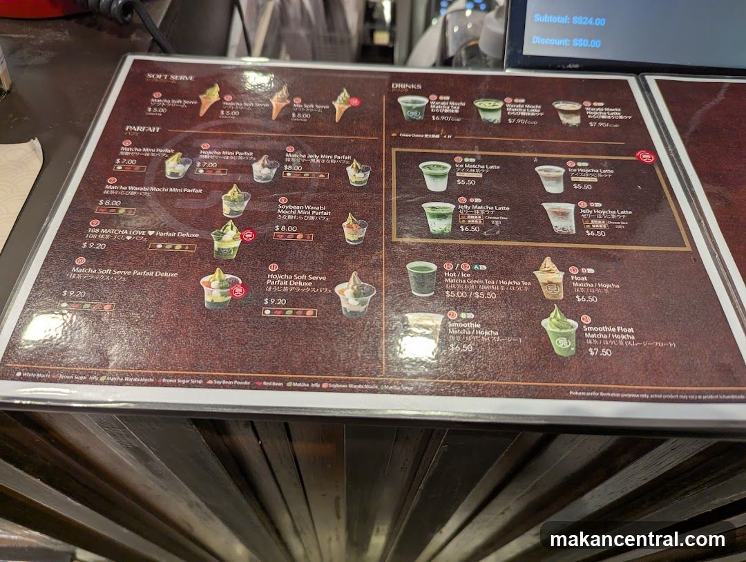 Matcha and Hojicha Menu