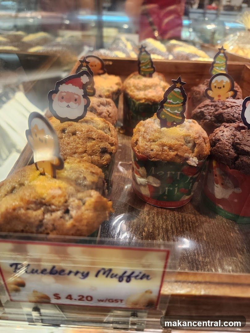 Christmas-themed muffins display
