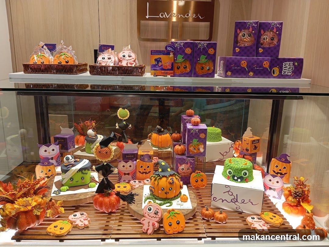 Halloween-themed bakery display