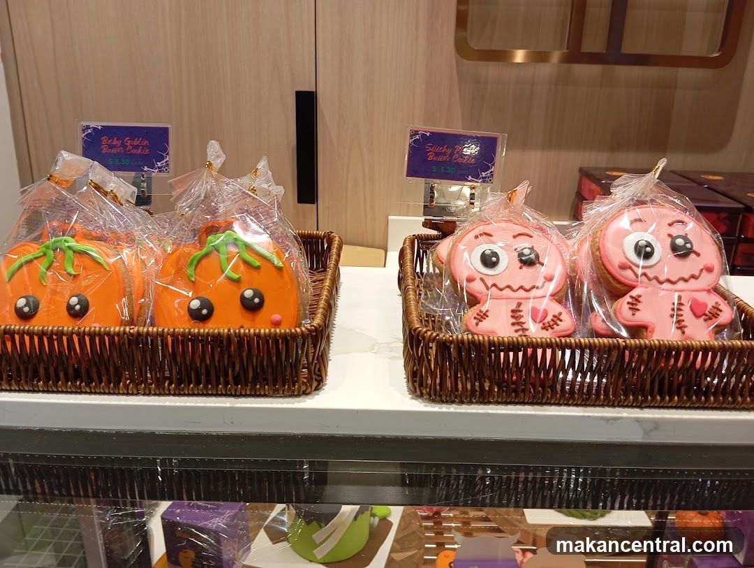 Halloween-themed cookies display