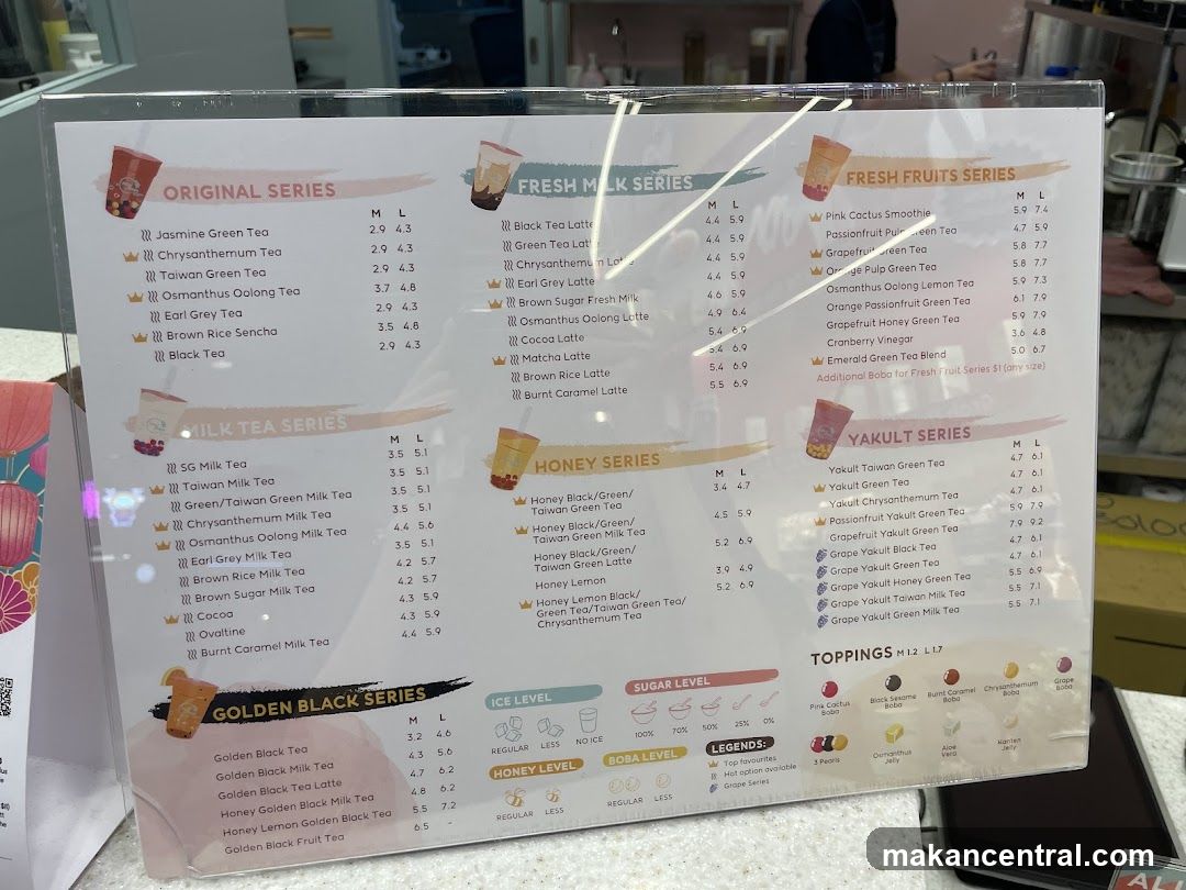 Tea Shop Menu