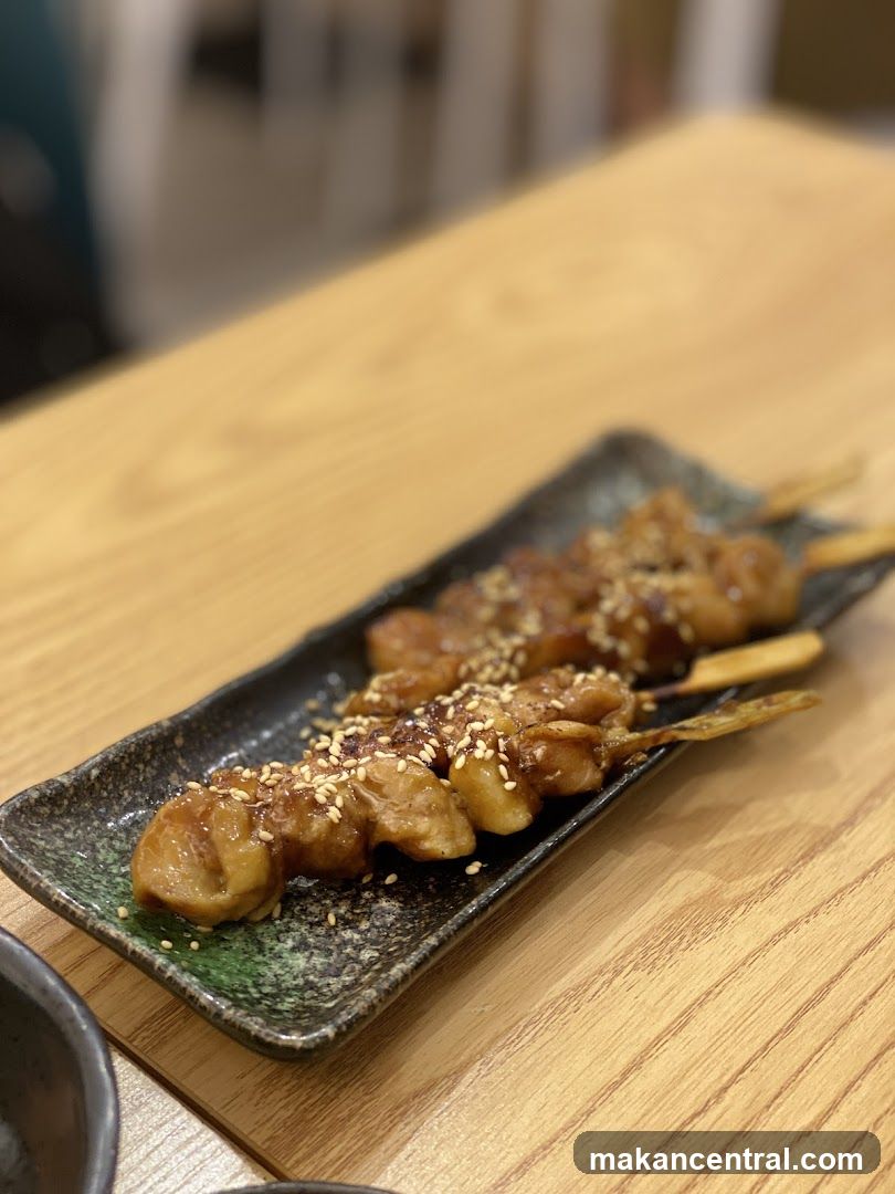 Grilled skewers on ceramic plate
