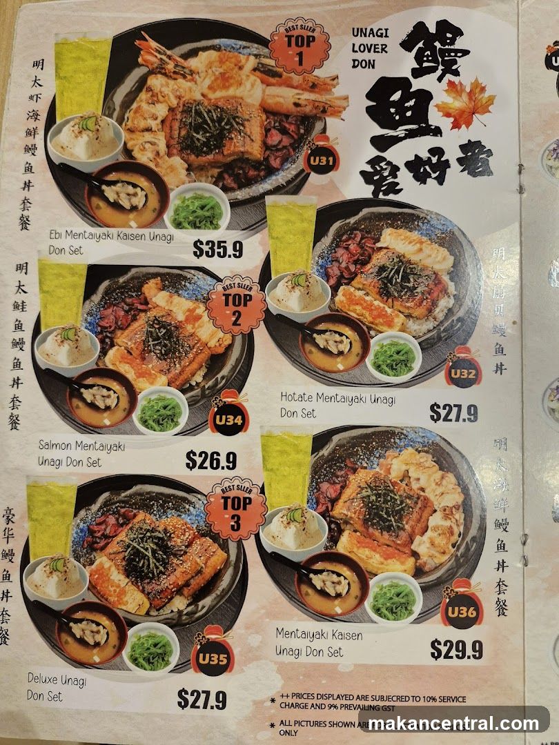 Unagi Lover Don Menu