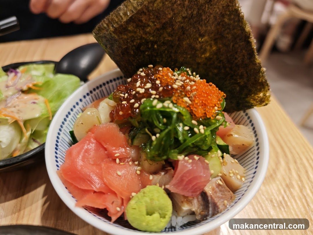 Bowl of Poke with Tuna, Salmon, and Cucumber