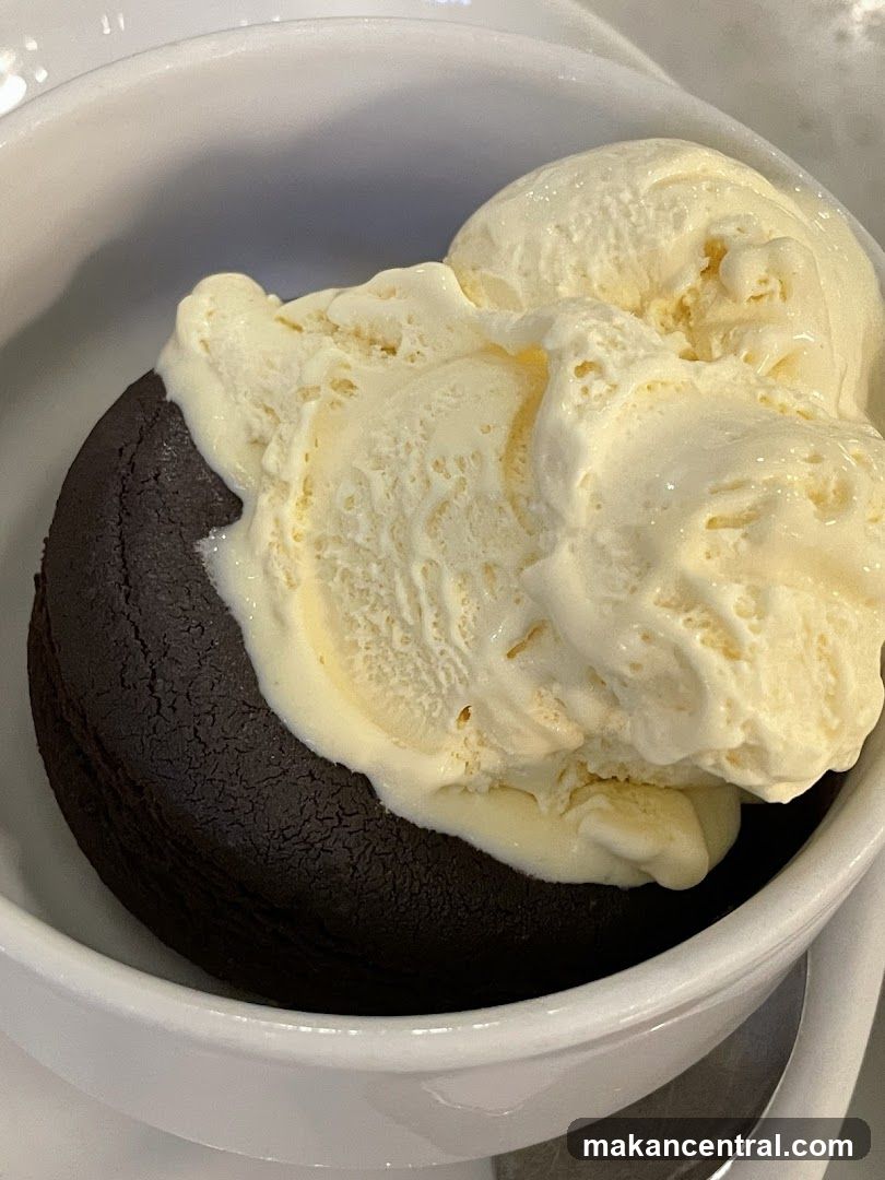 Chocolate lava cake with vanilla ice cream