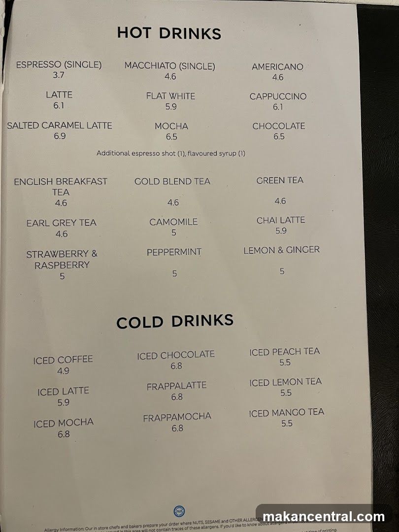Hot and Cold Drinks Menu