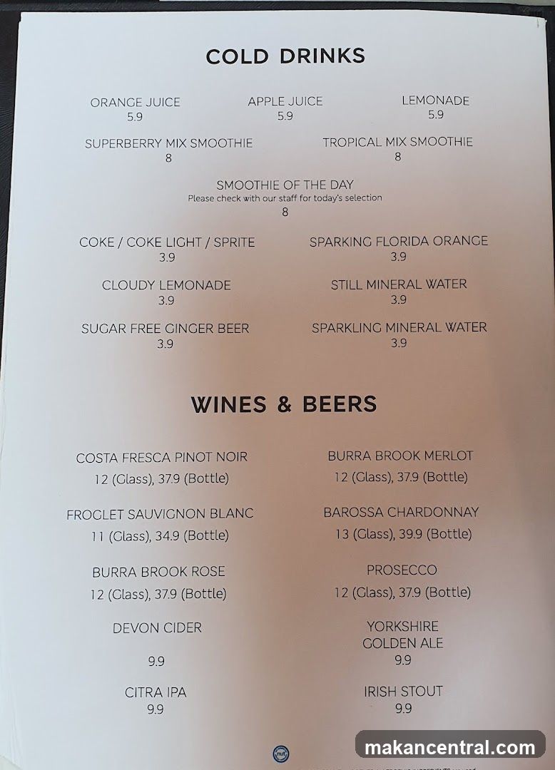 Cold Drinks and Wines & Beers Menu
