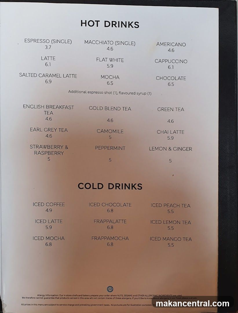 Hot and Cold Drinks Menu