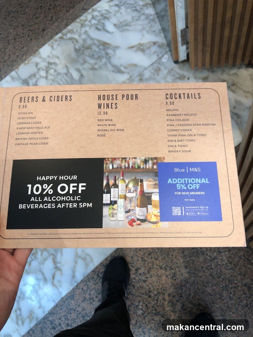 Handheld Menu with Happy Hour Promotion