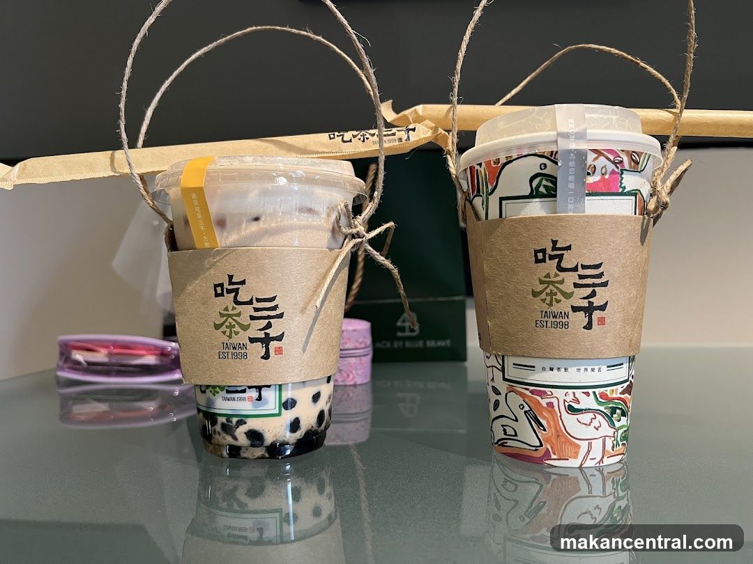 Two beverages from a tea shop