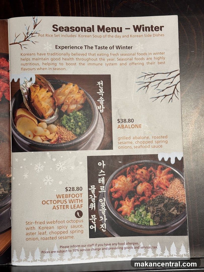 Seasonal Menu – Winter