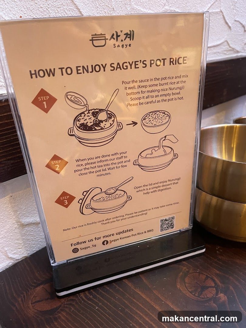 Sagye Pot Rice Instructions Sign