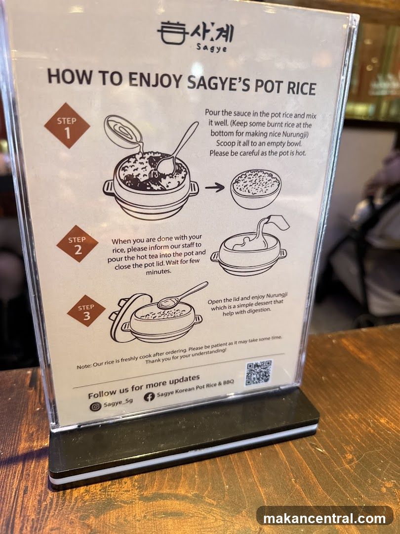 Sagye Pot Rice Instructions Sign