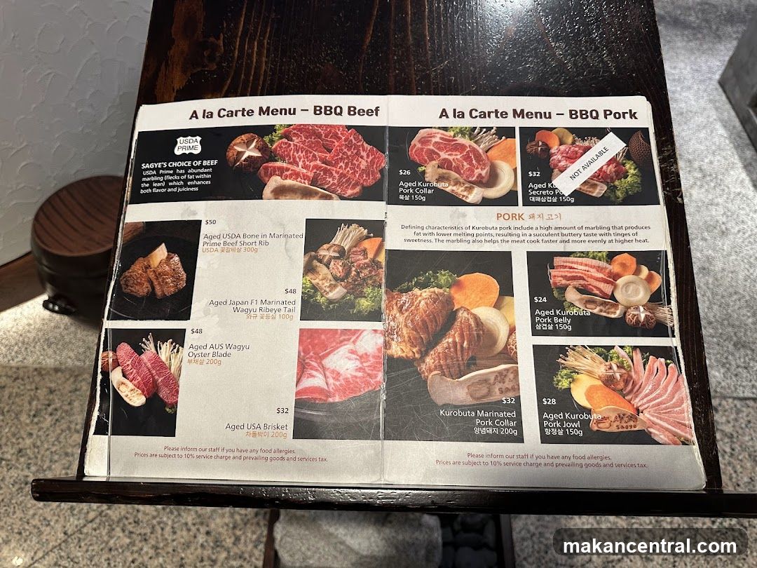 A la Carte Menu – BBQ Beef and BBQ Pork