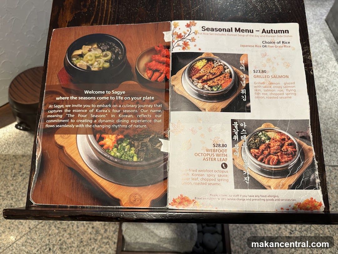 Seasonal Menu – Autumn at Sagye