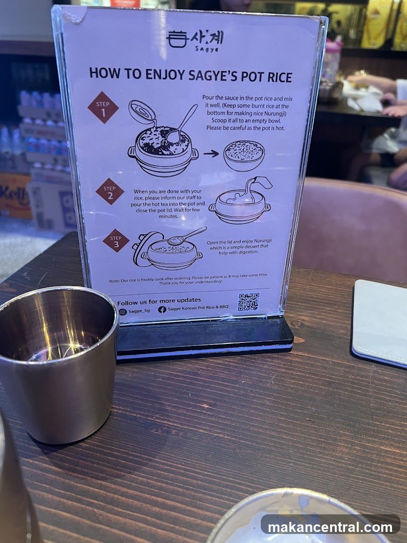 Sagye Pot Rice Instruction Sign