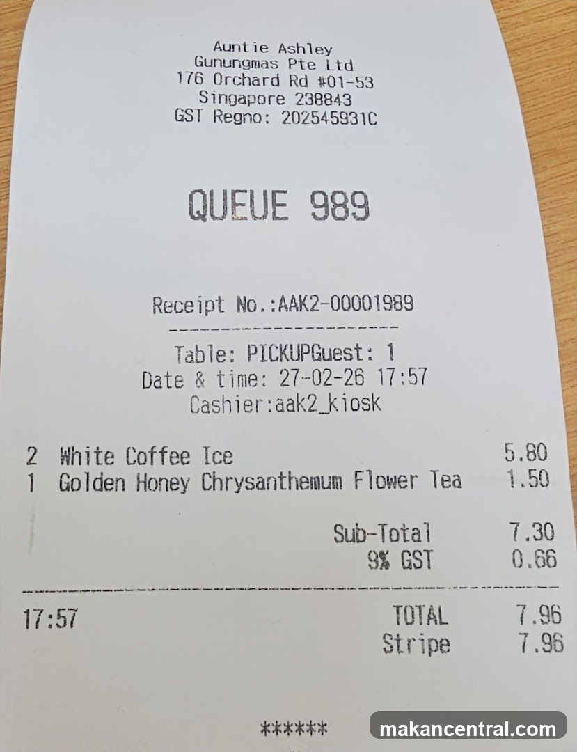 Receipt from Auntie Ashley