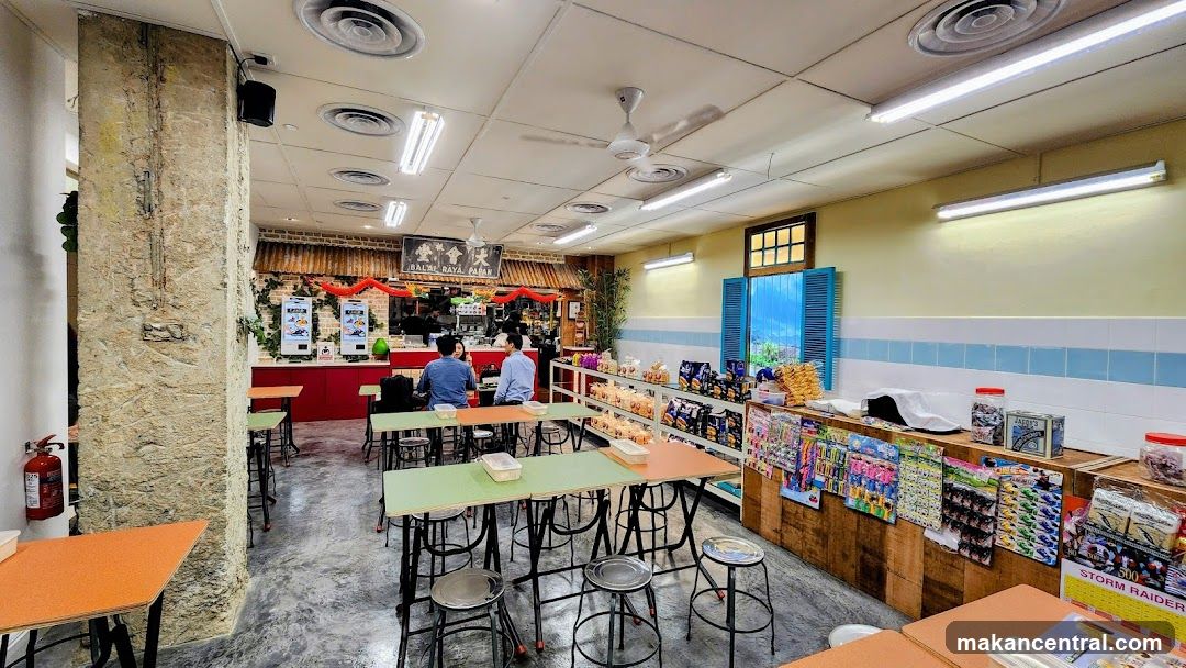 Interior of a food stall with seating area