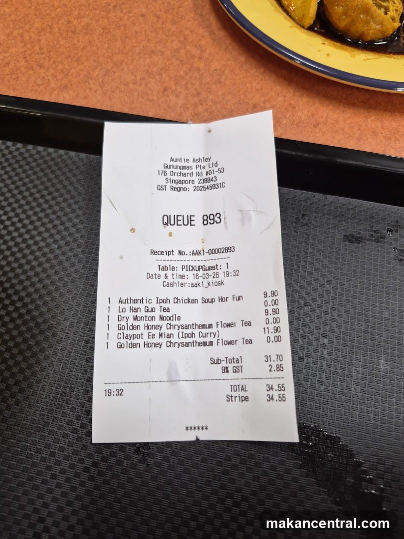 Receipt at Auntie Ashley