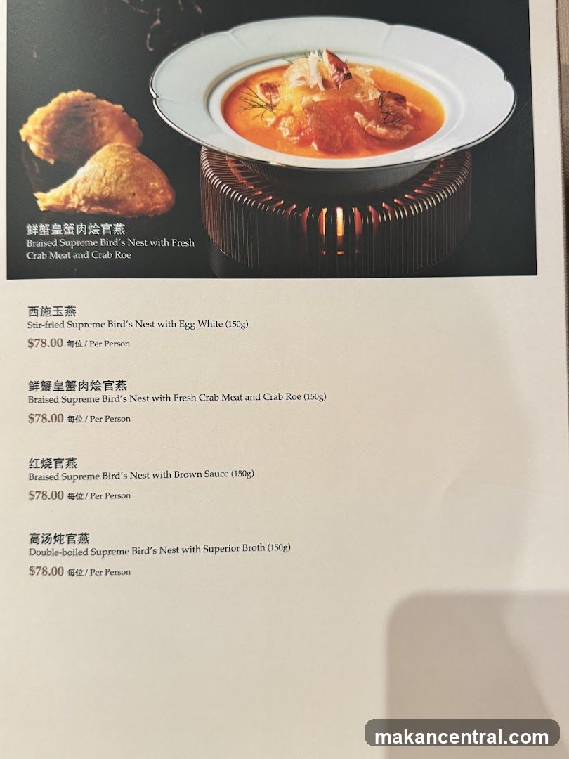 Supreme Bird's Nest Dishes Menu