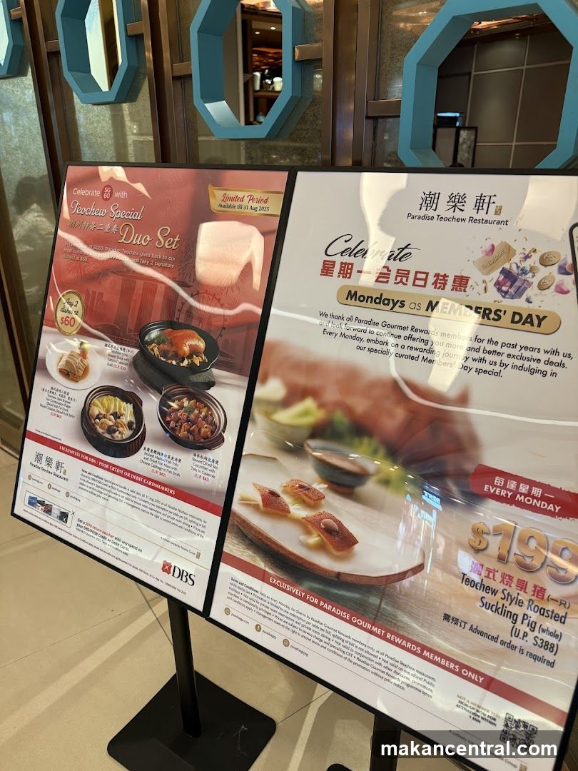 Promotional Boards at Paradise Teochew Restaurant