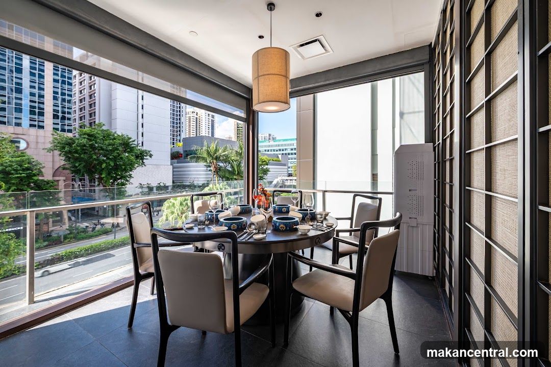 Restaurant Interior with City View