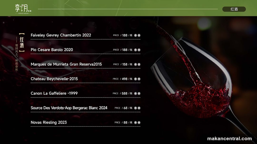 Red Wine Menu