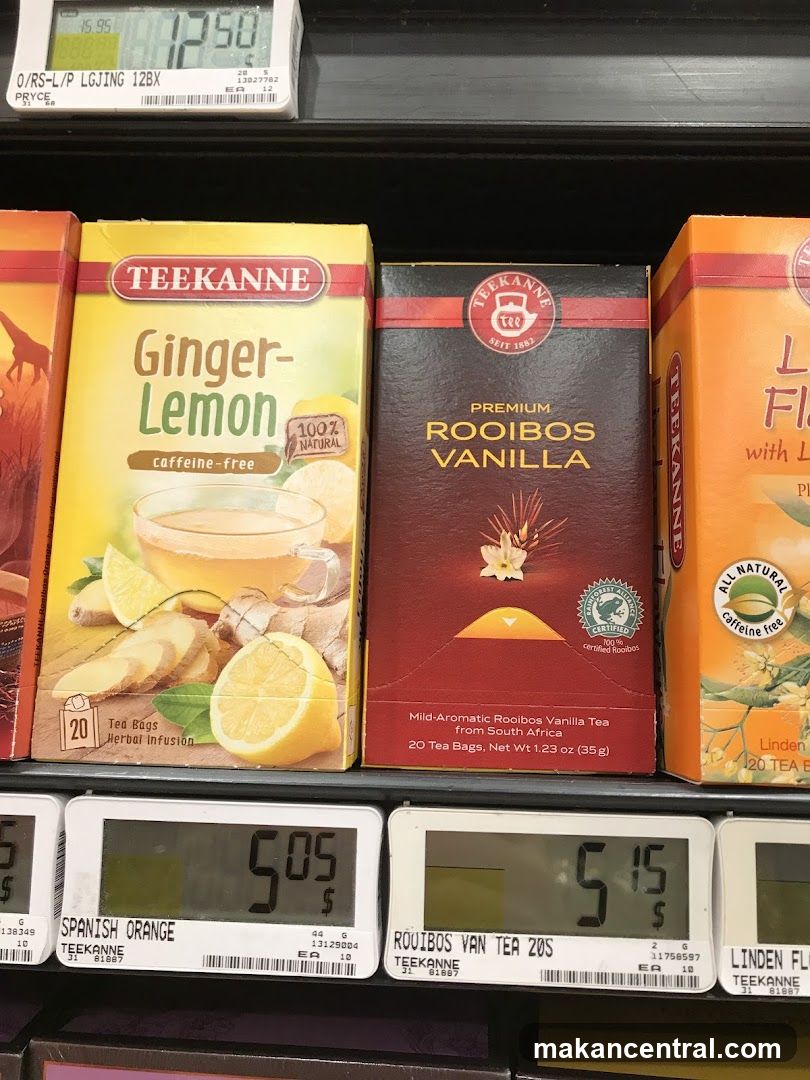 Tea products on shelf