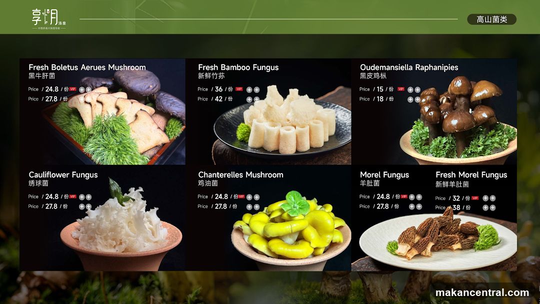 Mushroom Selection Menu