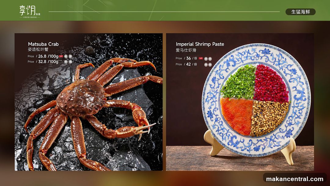 Matsuba Crab and Imperial Shrimp Paste Menu