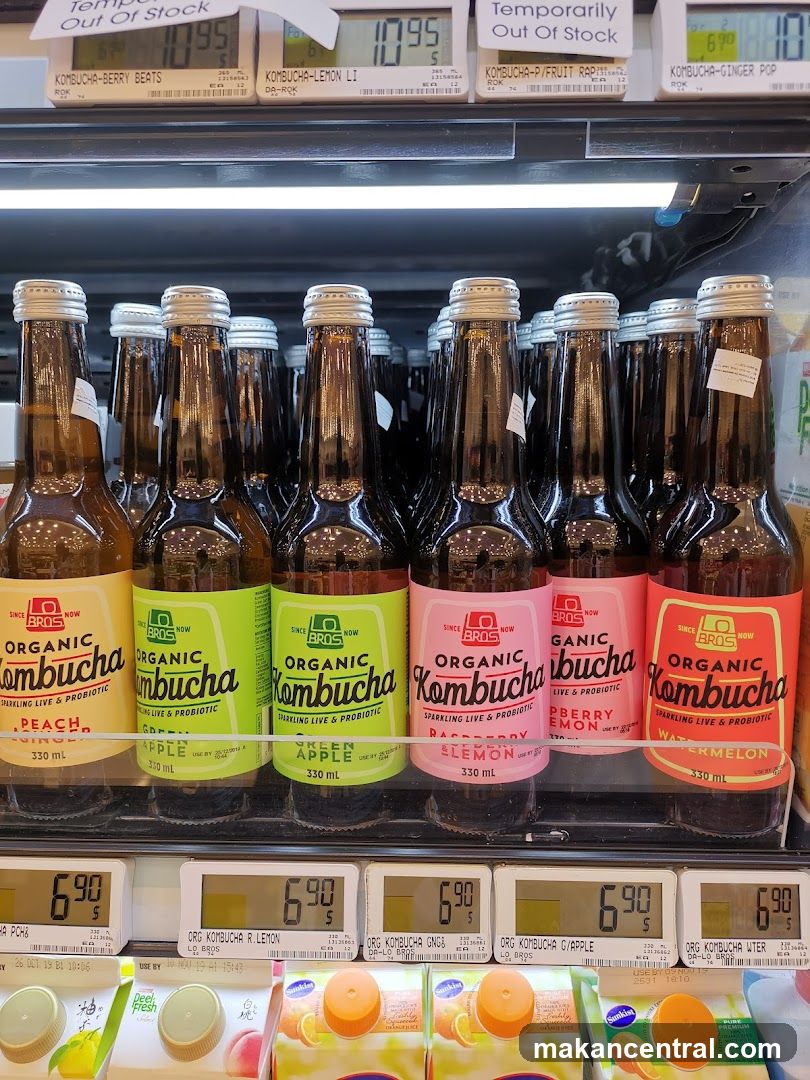 Kombucha Bottles on Shelf