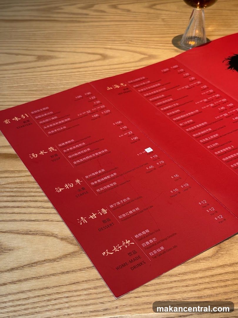 Red Menu on Wooden Table