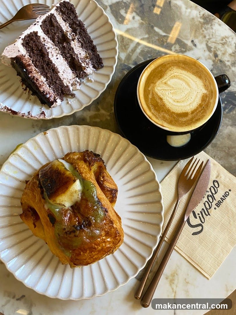 Tabletop with coffee and pastries