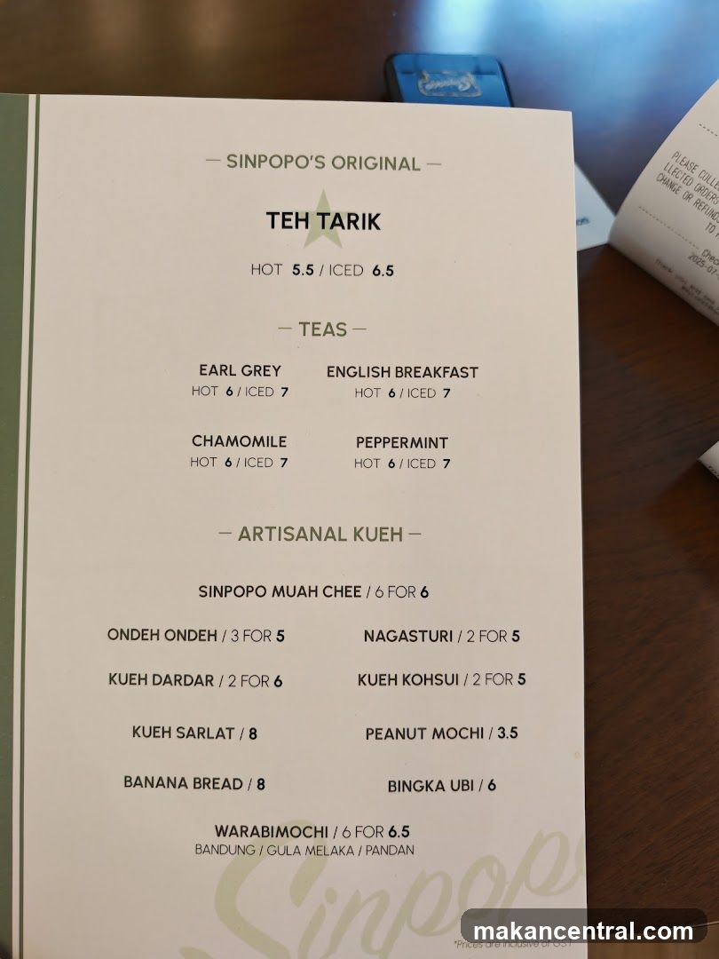 Sinpopo's Original Menu
