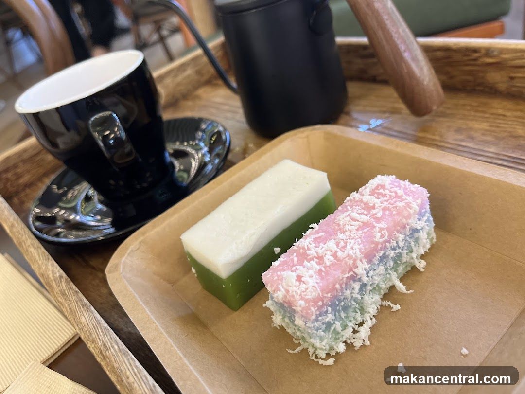 Food and drink on wooden tray
