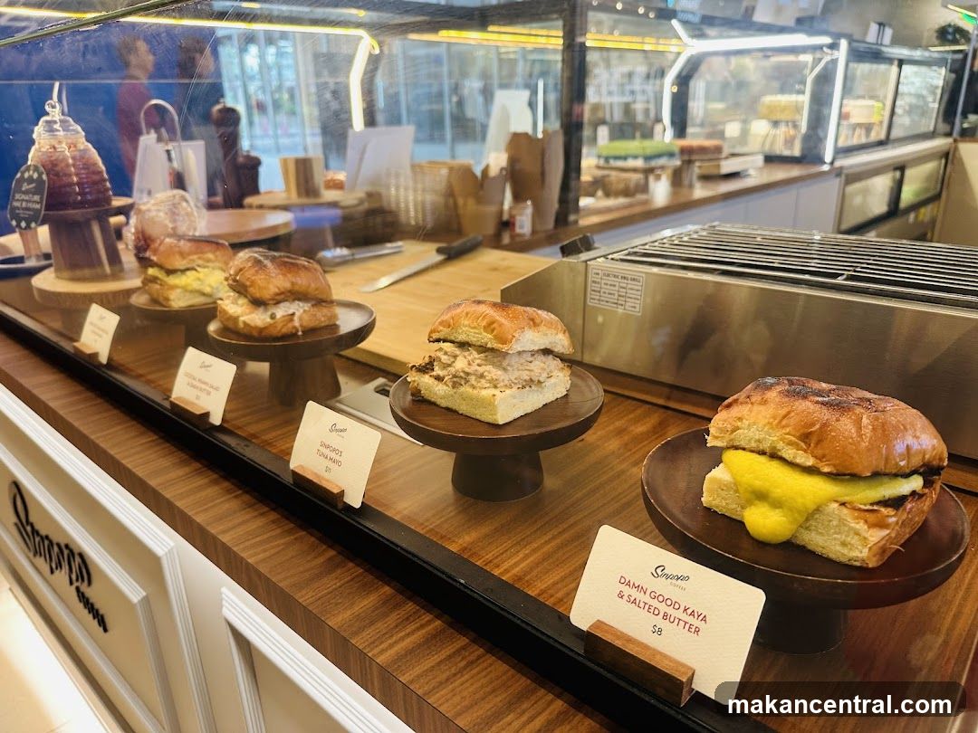 Bread display at bakery counter