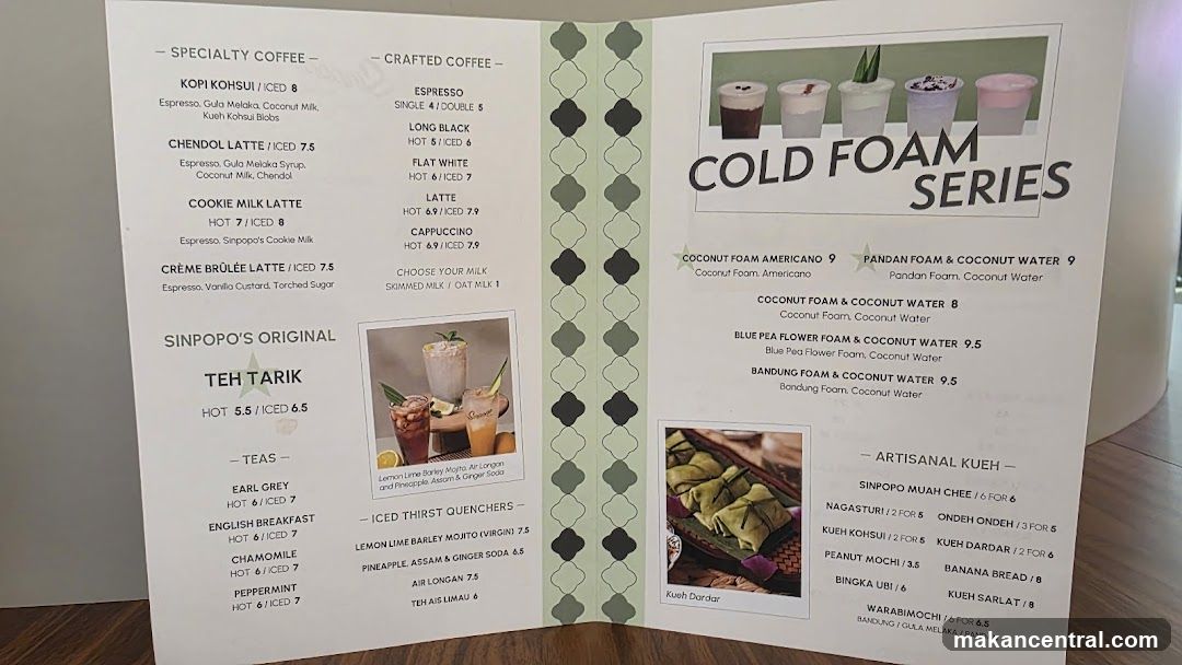 Sinpopo Coffee Menu
