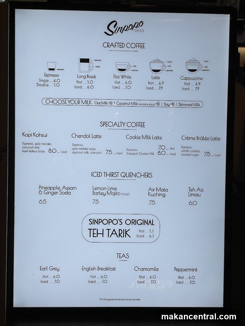 Sinpopo Coffee Menu