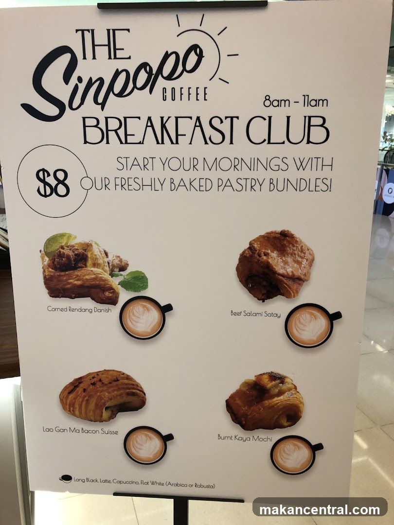 The Sinpopo Coffee Breakfast Club Menu Board