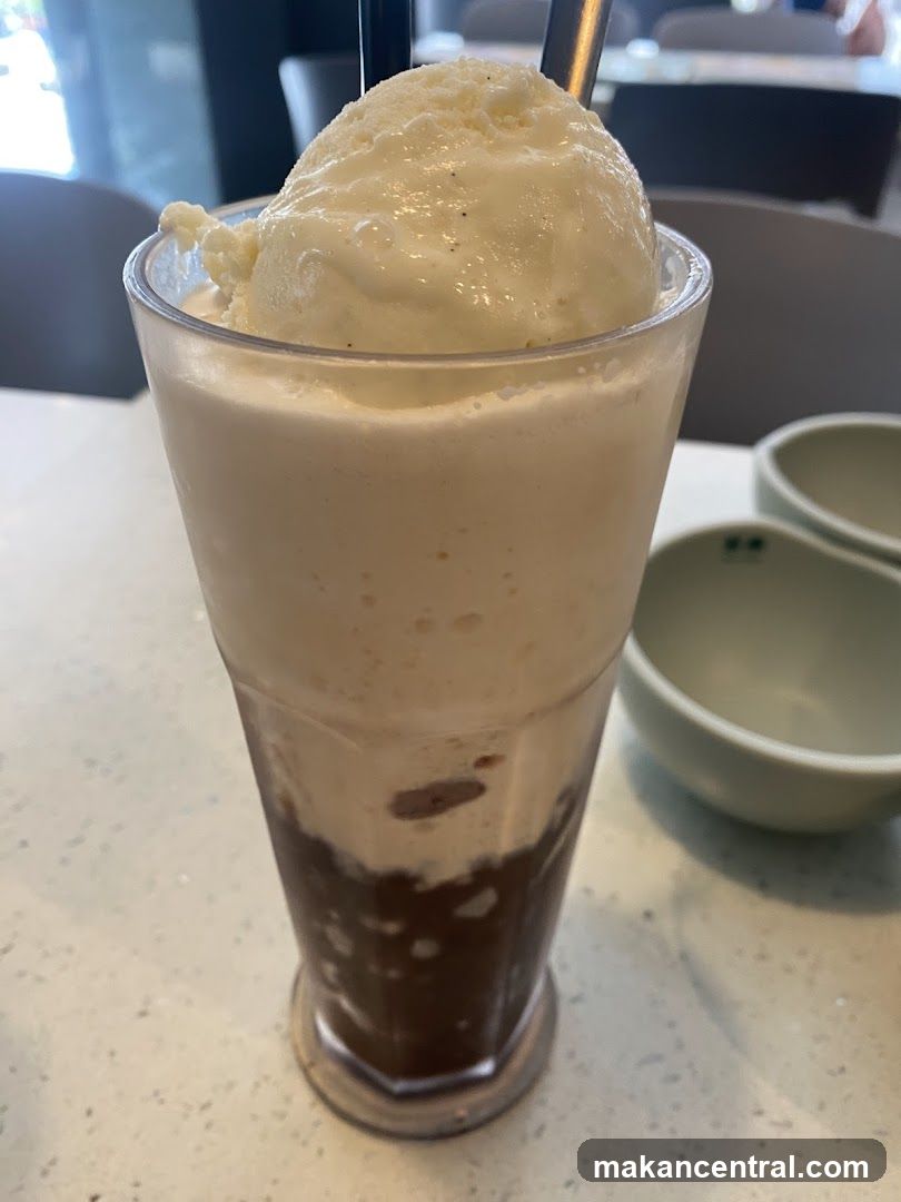 Ice cream drink in tall glass