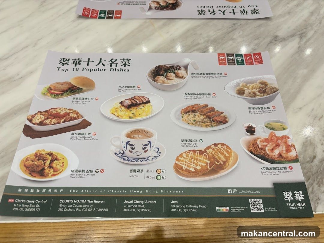 Menu Printout at Restaurant