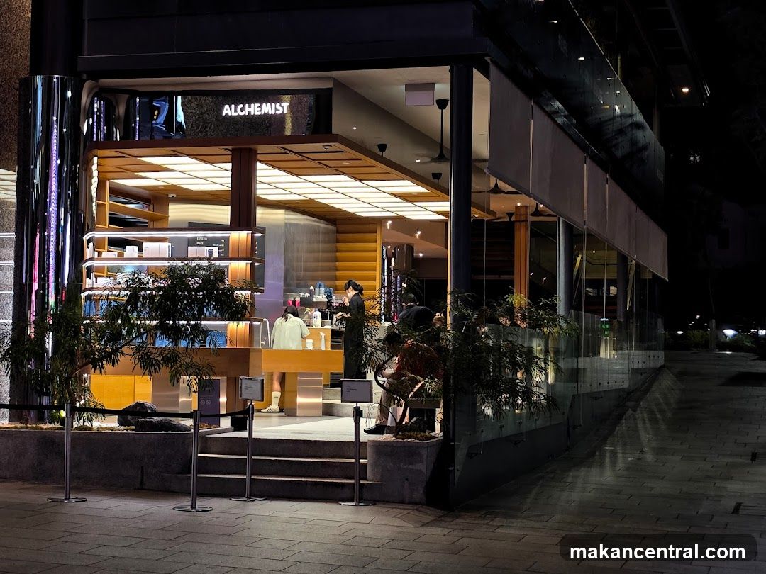 Alchemyist storefront at night